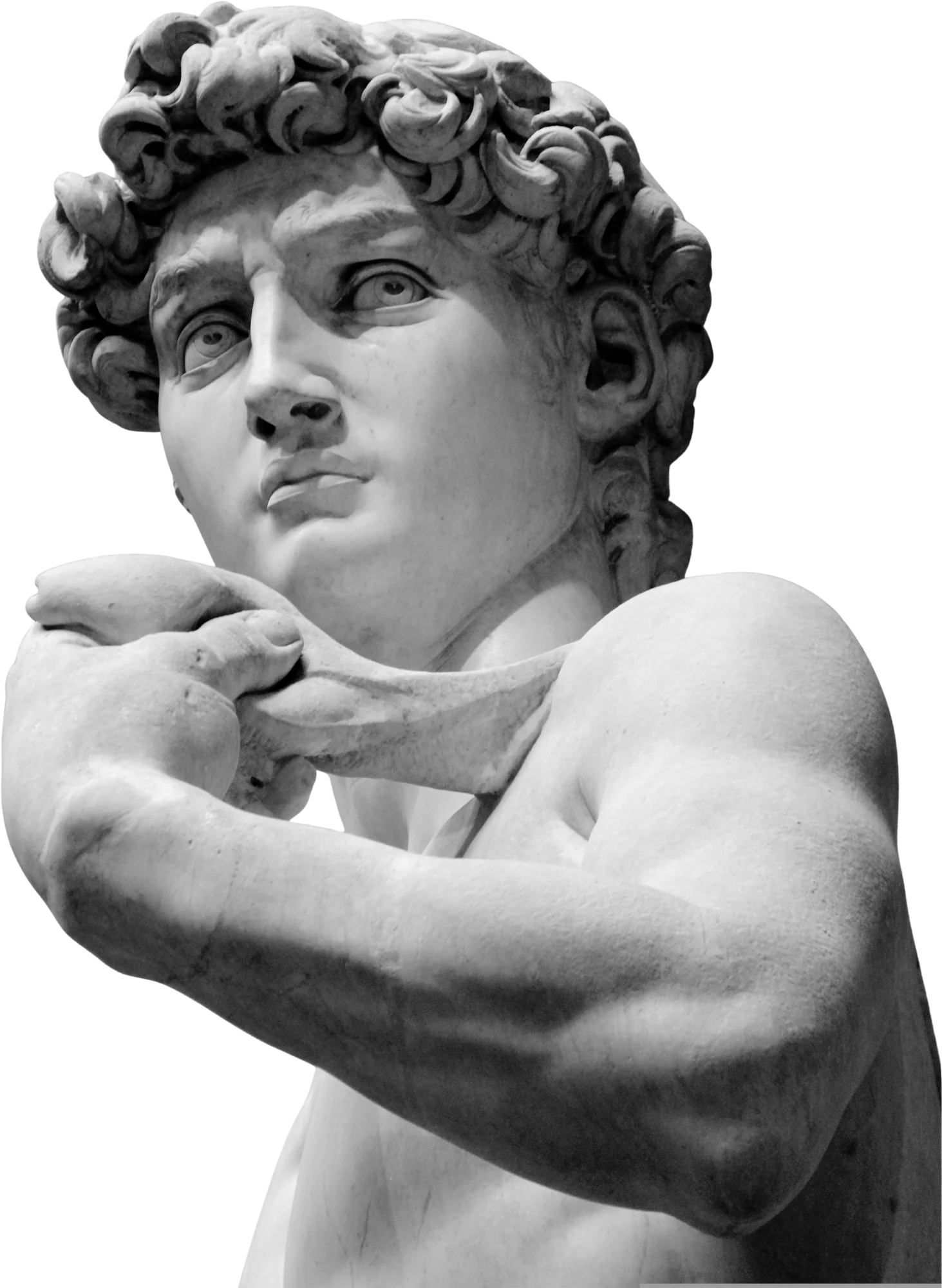 Michelangelo's David, marble, photographed from below